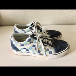 LIGHT AND DARK BLUE CHECKERED VANS!